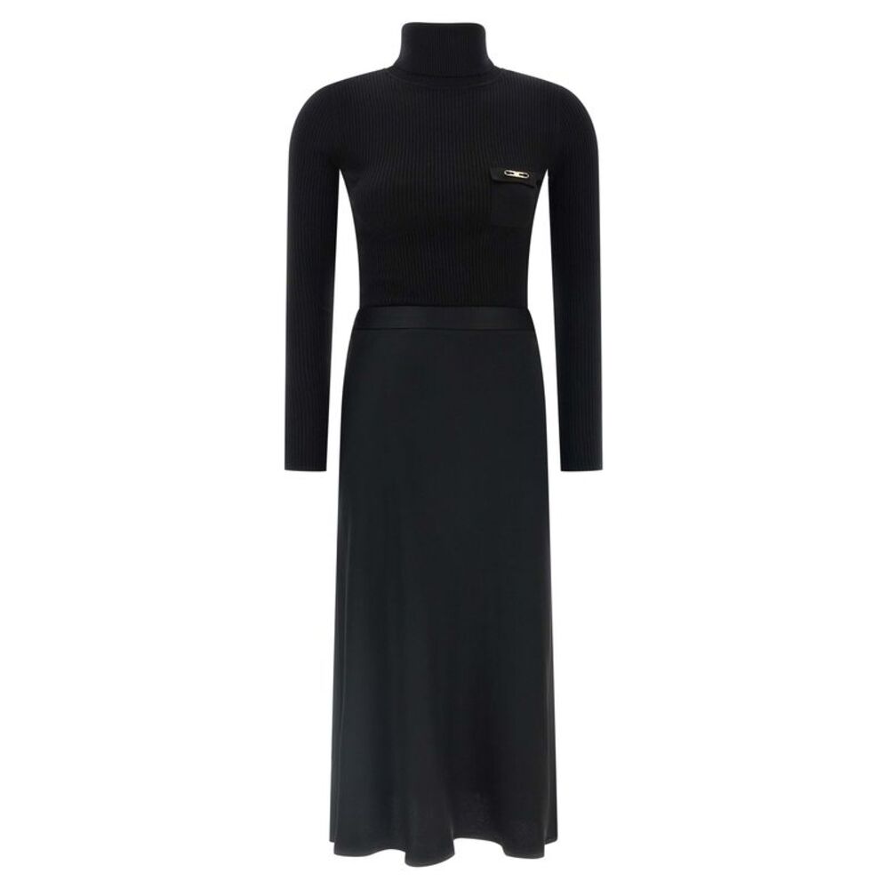 Elisabetta Franchi Black Lycra Midi Women's Dress